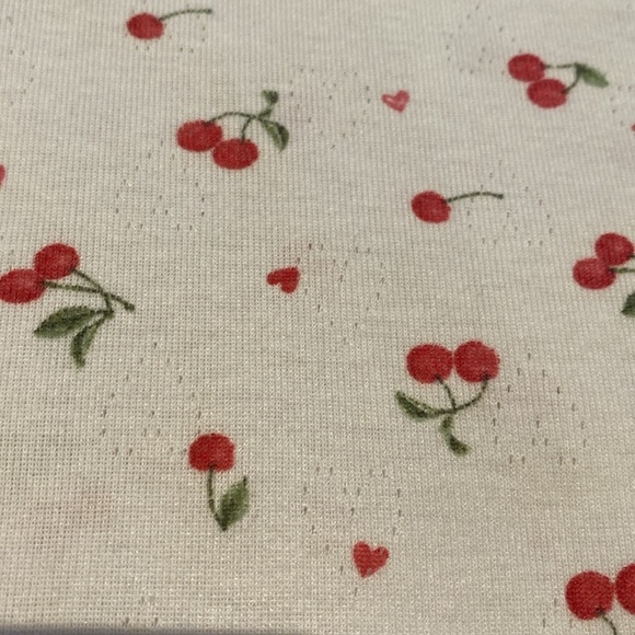 Laura Ashley Top White Red Cherry Heart AOP Cotton Modal M - Picture 3 of 8